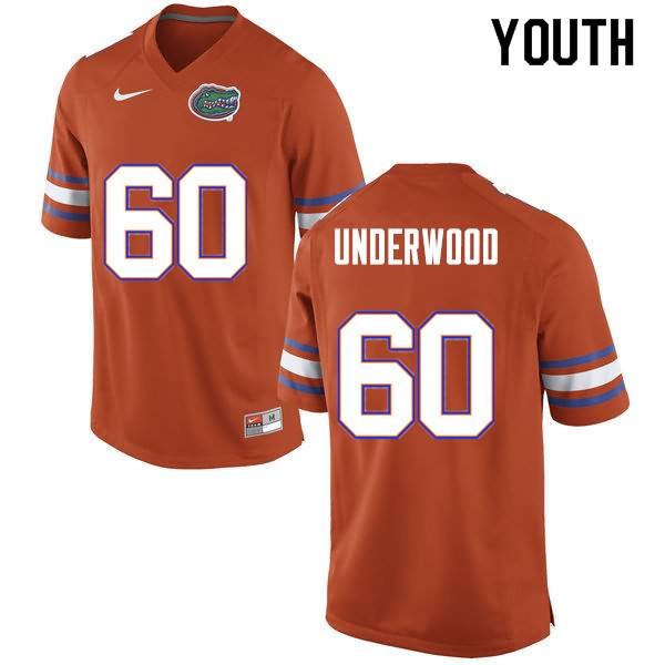 NCAA Florida Gators Houston Underwood Youth #60 Nike Orange Stitched Authentic College Football Jersey KCV8564UT